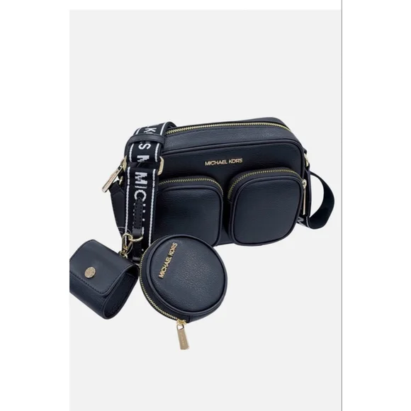 Michael Kors Black Crossbody Bag Gold Adjustable - Picture 5 of 10